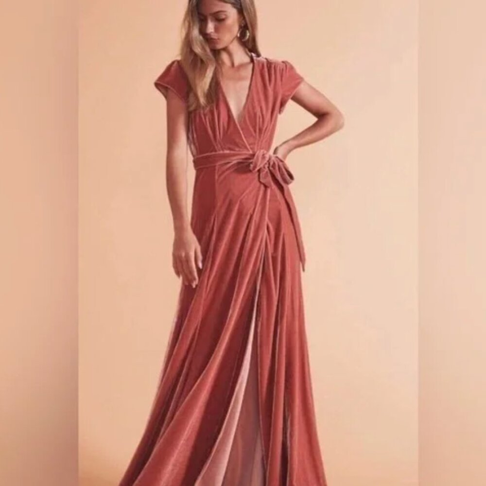 Tularosa Velvet Maxi Dress in Soft Pink